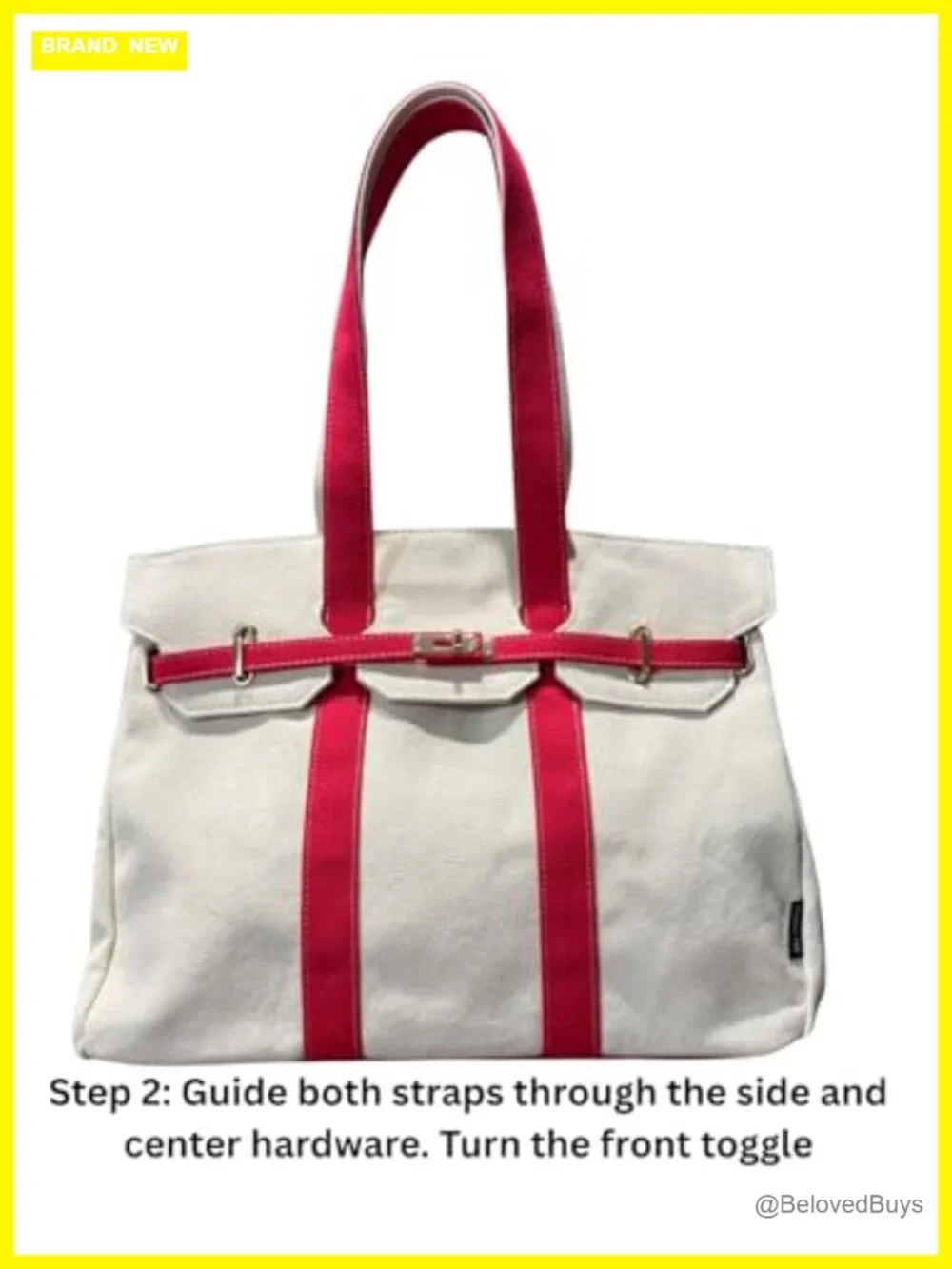 Canvas Tote Bag with Gold Buckle Closure - Heavyweight & Roomy